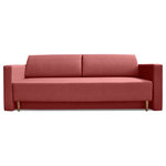 TevaHome - Dublin Sofa Bed Sleeper in Red - Dublin Mid-Century Modern Sofa Bed is a minimalist take on the modern couch. Providing a comfortable surface for you to lounge or sleep, it maintains a sleek mid-century modern design. Dublin also accommodates a practical storage space under the seating to keep pillows and other clutter. The high functionality of this furniture piece is obvious when you convert the sofa into a bed in a few seconds. The bed mechanism allows constant opening and closing due to its high reliability.