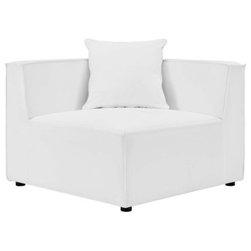 Saybrook Outdoor Patio Upholstered Sectional Sofa Corner Chair, White