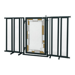 Fusion Gates - Fusion Gate with Bauhaus Border Design, Black, 71.5"-74" - Dog Gates