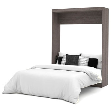Bestar Nebula By Bestar Queen Wall Bed, Bark Gray And White