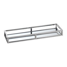 "Narrow" 18" Long Aluminium Mirrored Serving Tray, Rectangular Shaped
