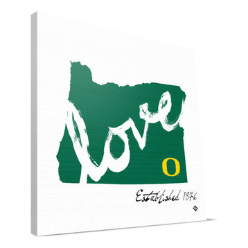 University of Oregon Established Love Canvas Print, 12"x12"