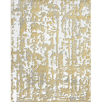 Alvis Contemporary Abstract Area Rug, Yellow/Gray, 5'3''x7'3''