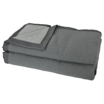 Aubisque 100% Wool Blanket, 500Gsm 33 Microns, Gray, Queen