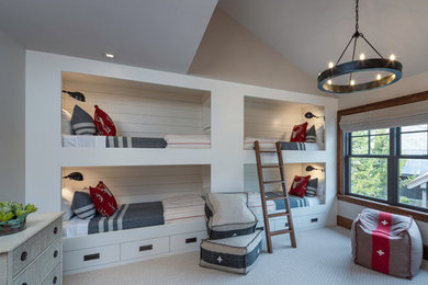 Example of a farmhouse bedroom design in Other