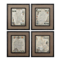 www.essentialsinside.com: countryside maps wall art, set of 4 - Artwork