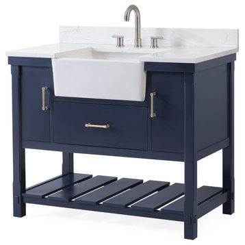 42" Kendia Navy Blue Farmhouse Sink Bathroom Vanity FW-7042-NB42