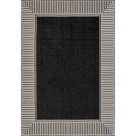 Nuloom Asha Simple Border Indoor/Outdoor Area Rug, Black 9'6"x12'