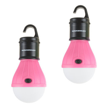 Portable LED Tent Light Bulb, 2-Pack Hanging Lights 60 Lumen, Pink