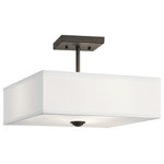 Kichler Lighting - Kichler Lighting 43691OZ Shailene - Three Light Semi-Flush Mount - The straight lines and up-sized Satin Etched glassShailene 3 Light Sem  *UL Approved: YES Energy Star Qualified: n/a ADA Certified: n/a  *Number of Lights: 3-*Wattage:75w Incandescent bulb(s) *Bulb Included:No *Bulb Type:Incandescent *Finish Type:Olde Bronze