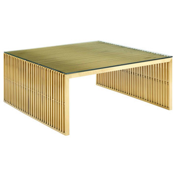 Gridiron Stainless Steel Coffee Table, Gold