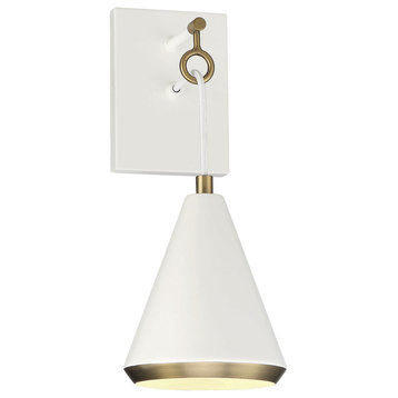 Trade Winds Winona 1-Light Wall Sconce in White with Natural Brass
