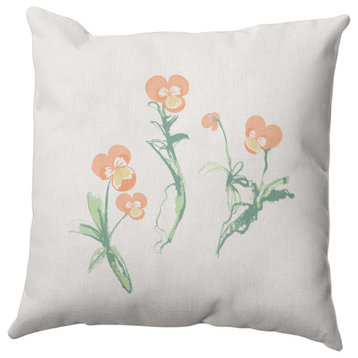 What a Pansy Outdoor Pillow, Orange, 16"x16"