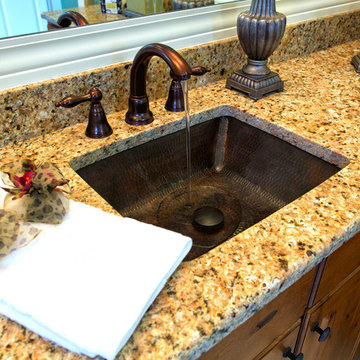 19" Rectangle Under Counter Hammered Copper Bathroom Sink (LREC19DB)