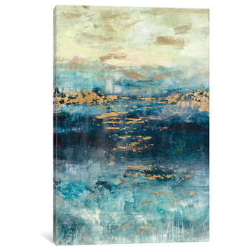 "Teal & Gold Scape" by Julian Spencer, Canvas Print, 12"x8"