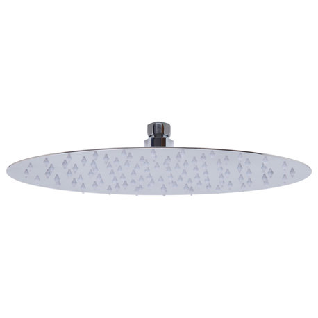 12" Oval Polished Solid Stainless Steel Ultra Thin Rain Shower Head
