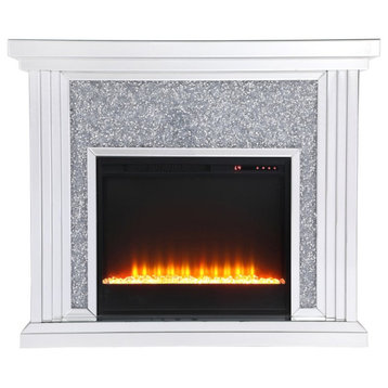Elegant MF9902-F2 47.5" Crystal Mirrored Mantle With Crystal Insert Fireplace