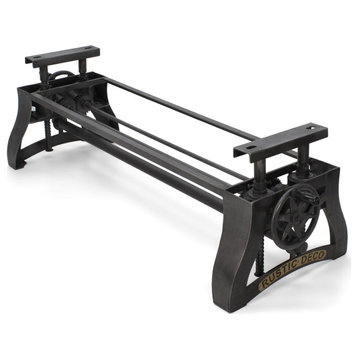 Crescent Adjustable Crank Bench Base Dining to Bar Height - Iron - Steel