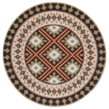 Safavieh Veranda Collection VER099 Rug, Brown/Terracotta, 6'7" X 6'7" Round