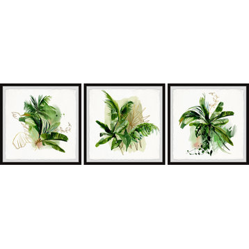 Coastal Greenery Triptych, 3-Piece Set, 12x12 Panels