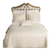 Wrinkle-Free Checkered Quilted Coverlet Set, Ivory, Full/Queen