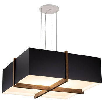 Veram Pendant Integrated LED, Walnut, Matte Black With Matte White Interior, 18, 3500k