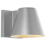 Visual Comfort Modern Collection - Bowman 4 Wall Light, LED, Silver - The soft silhouette of classic table lamp shades is referenced and transformed into a sleek LED wall sconce fixture suitable for both indoor and outdoor applications. The Bowman��_s die-cast metal body houses a powerful LED light source for plentiful illumination on even the darkest of nights. Includes 15 watt, 980 net lumen, 3000K LED module. Dimmable with lo w-voltage electronic dimmer. Mounts down only. Suitable for outdoor use.