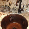 16" Round Copper Bar Sink With  Grapes and 2" Drain Size, 2"
