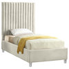 Candace Velvet Upholstered Bed, Cream, Twin