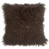 Genuine Mongolian Sheepskin Throw Pillow with Insert (16+ Colors), Brown