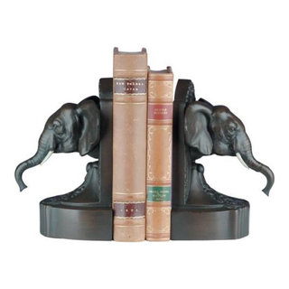 Bookends Bookend Traditional Lodge Elephant Head Resin Hand-Painted ...