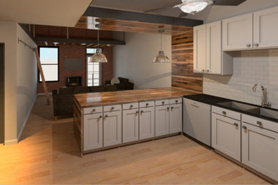 Example of a minimalist kitchen design in Boston