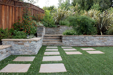 This is an example of a large contemporary backyard landscaping in San Francisco.