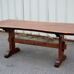 Live Edge Walnut Dining Table with Trestle Base - Dining Tables
