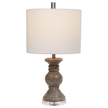Textured Metallic Stone Gray With Silver Highlights Table Lamp