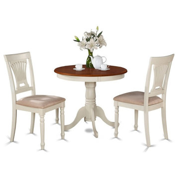 3-Piece Kitchen Nook Dining Set, Round Table Plus 2 Chairs for Dining Room