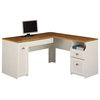 Fairview 60W L Shaped Desk with Storage in Antique White - Engineered Wood