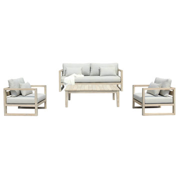 Renava Calm Outdoor Grey + Acacia Sofa Set
