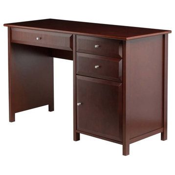 Winsome Delta Office Transitional Solid Wood Writing Desk in Walnut