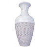 Terry 25" Spun Bamboo Floor Vase in Distressed White