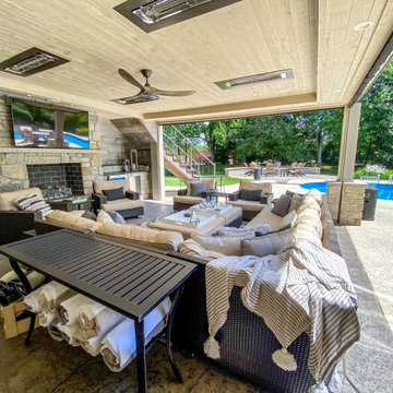 Pool Side Deck, Under-Deck Living Space and Firepit Patio