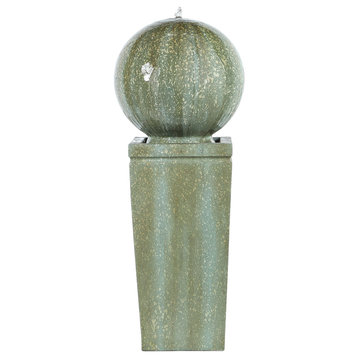 Gray and Green Patina Cement Modern Outdoor Fountain