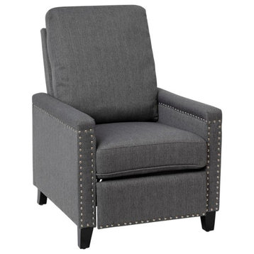 Carson Push Back Pillow Back Recliner w/Fabric Upholstery - Accent Nail Trim, Gray