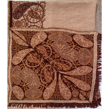 Persian Charm Boiled Wool Throw, Brown/Gold