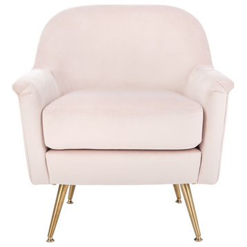 Meredith Mid Century Arm Chair Blush Pink/ Brass