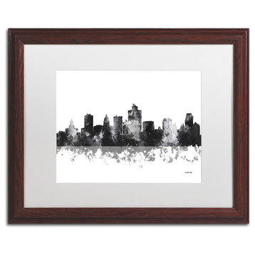 Watson 'Salt Lake City Utah Skyline BG-1' Art, Wood Frame, 16"x20", White Matte