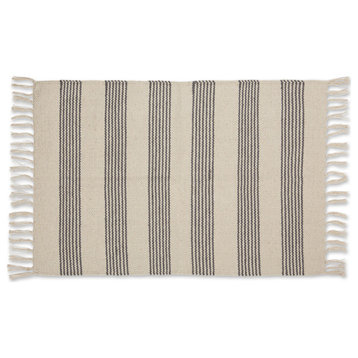 DII Gray Ticking Stripe Hand-Loomed Rug 2x3'