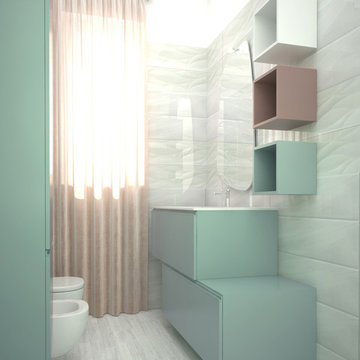 INTERIOR DESIGN - bagno verde e cipria