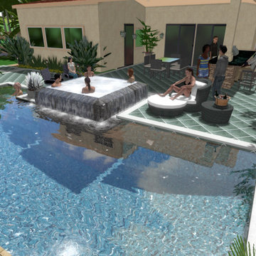 Backyard pool design presented in 3D