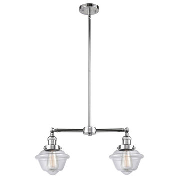 Small Oxford 2-Light Chandelier, Polished Chrome, Clear